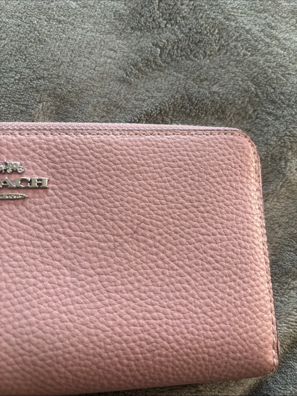 Coach Pebbled Leather Wallet pale pink
